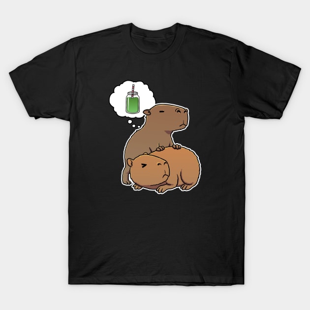 Capybara thirsty for Green juice smoothie T-Shirt by capydays